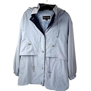 Vintage Braefair Trench Coat Women's M Hooded Light Blue Ukraine Spring Lined